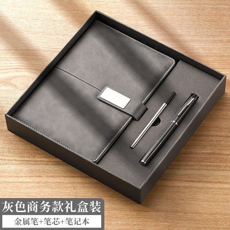 Engrosada Oficina de cuaderno de negocios Bloc de notas de cuero suave A5 de alta apariencia diario reunión libro de grabación caja de regalo traje