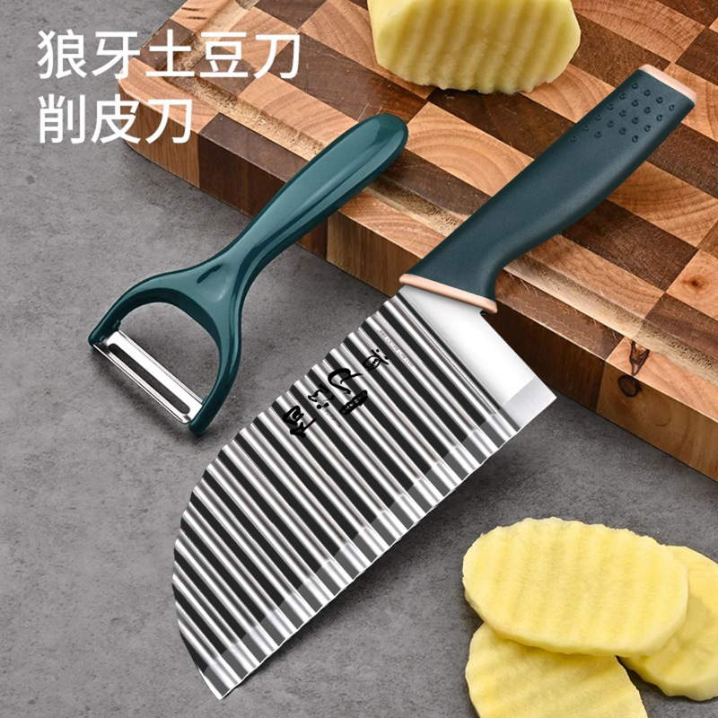卸売り外国貿易徳系狼牙ジャガイモ刃物商用多機能波刀波紋刀切菜神代発|undefined