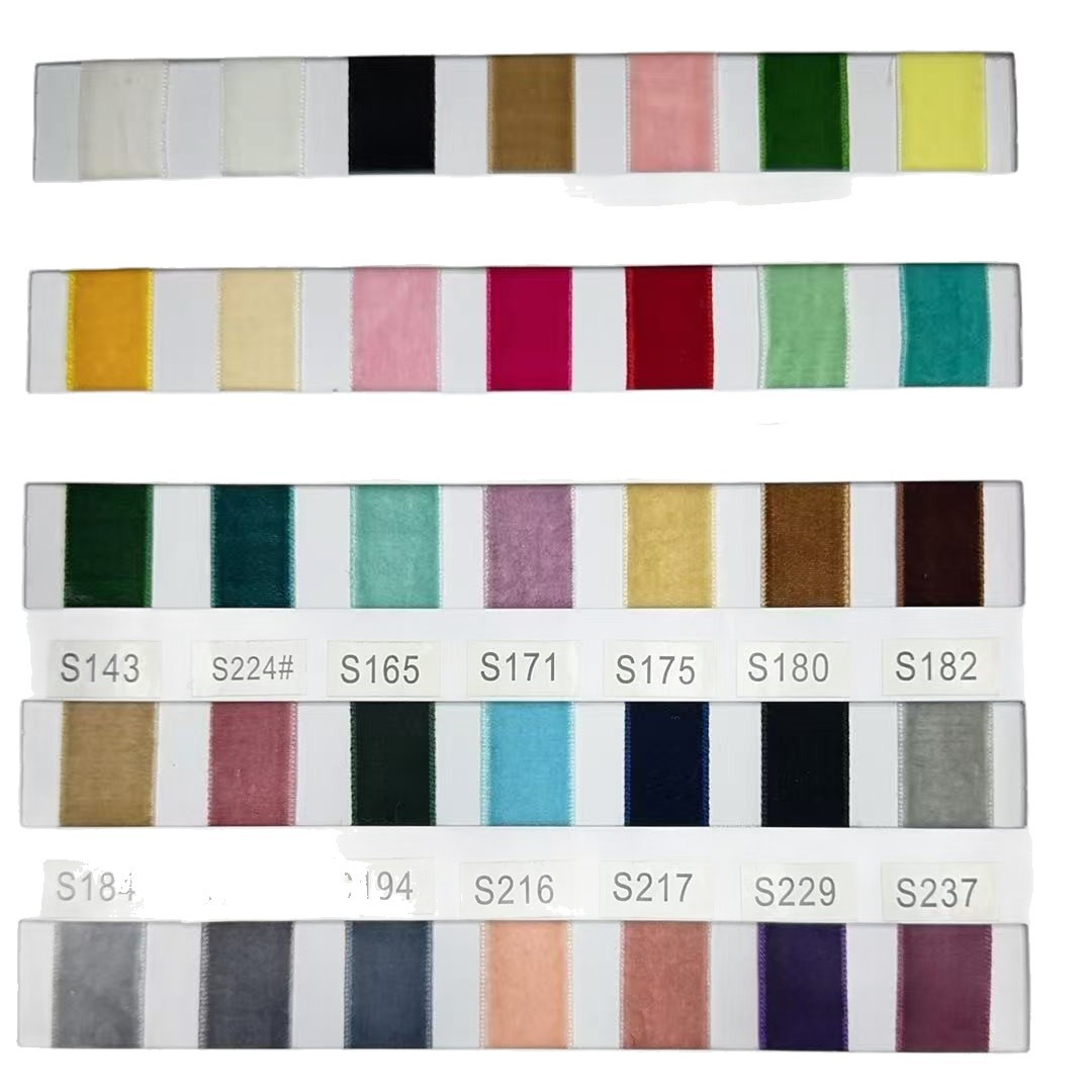 Stock 1.5cm / 2cm / 2.5cm unilateral cinta de terciopelo de terciopelo de color diy arco hecho a mano