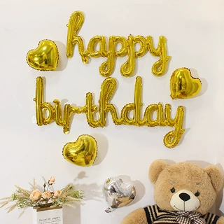 小写字母连体生日快乐happy birthday生日派对装饰铝箔气球套装
