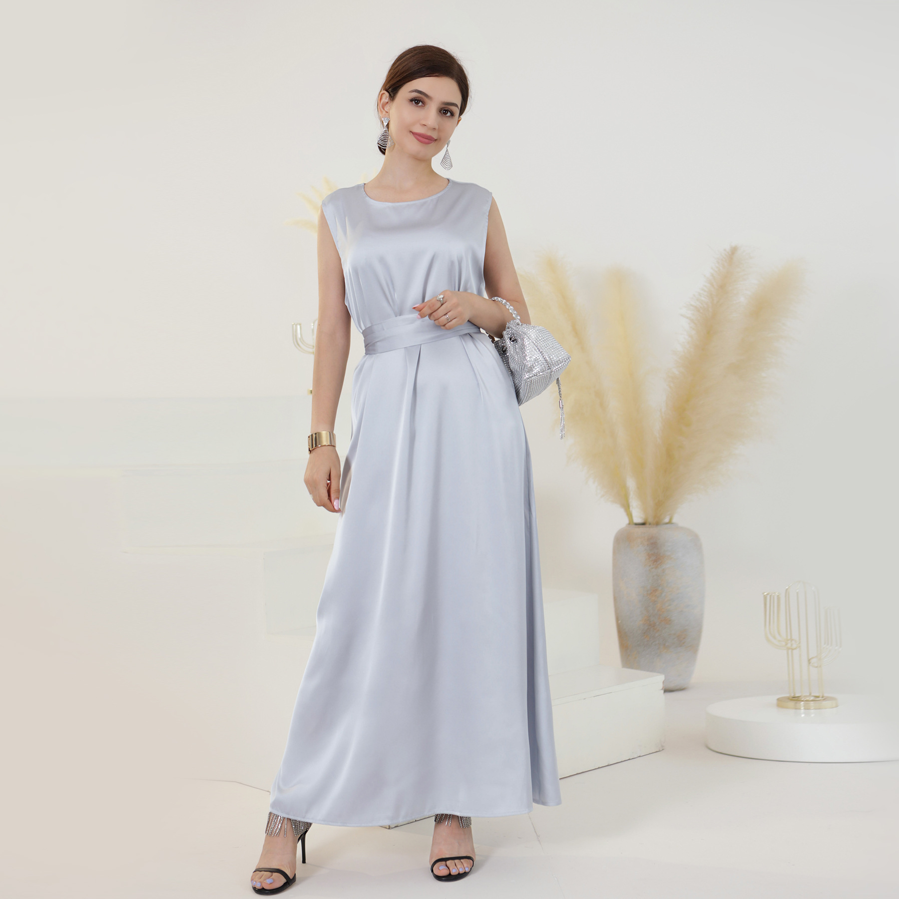Women's Clothing Spring and Summer Daily Solid Color Beaded Dress_voghion.com
