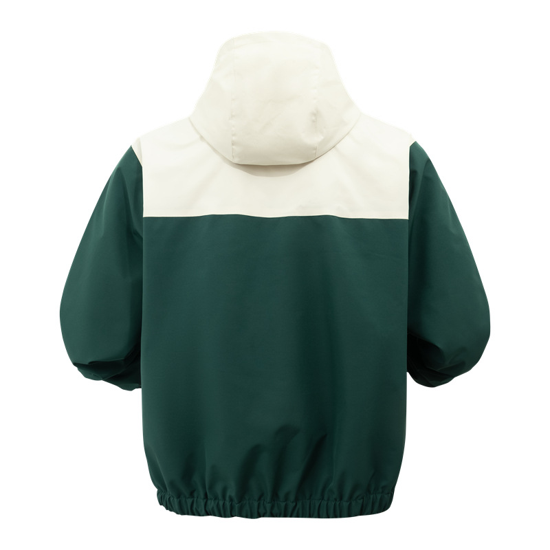 Hombre al aire libre chaqueta con capuchón a prueba de viento casual suelta color de collar vertical impermeable abrigo de vestir para hombres