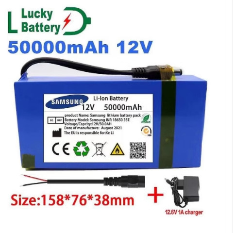 12v 50000mAh Li-ion battery pack DC 12.6V 30Ah battery with EU plug