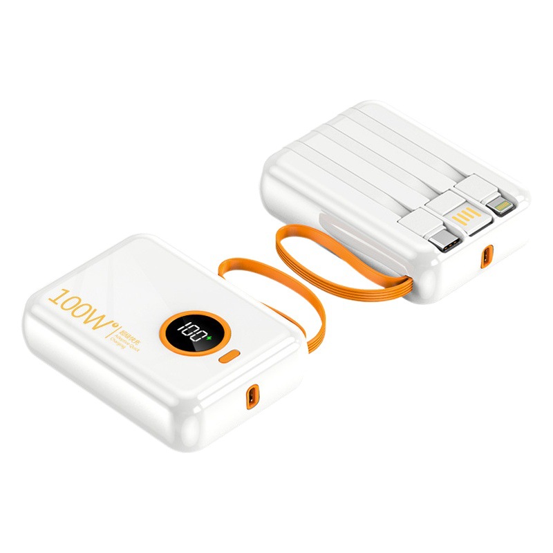 66W banco de potencia súper rápido de carga auto-cableado pequeño portátil real pantalla digital tres-en-un teléfono móvil de energía móvil al por mayor