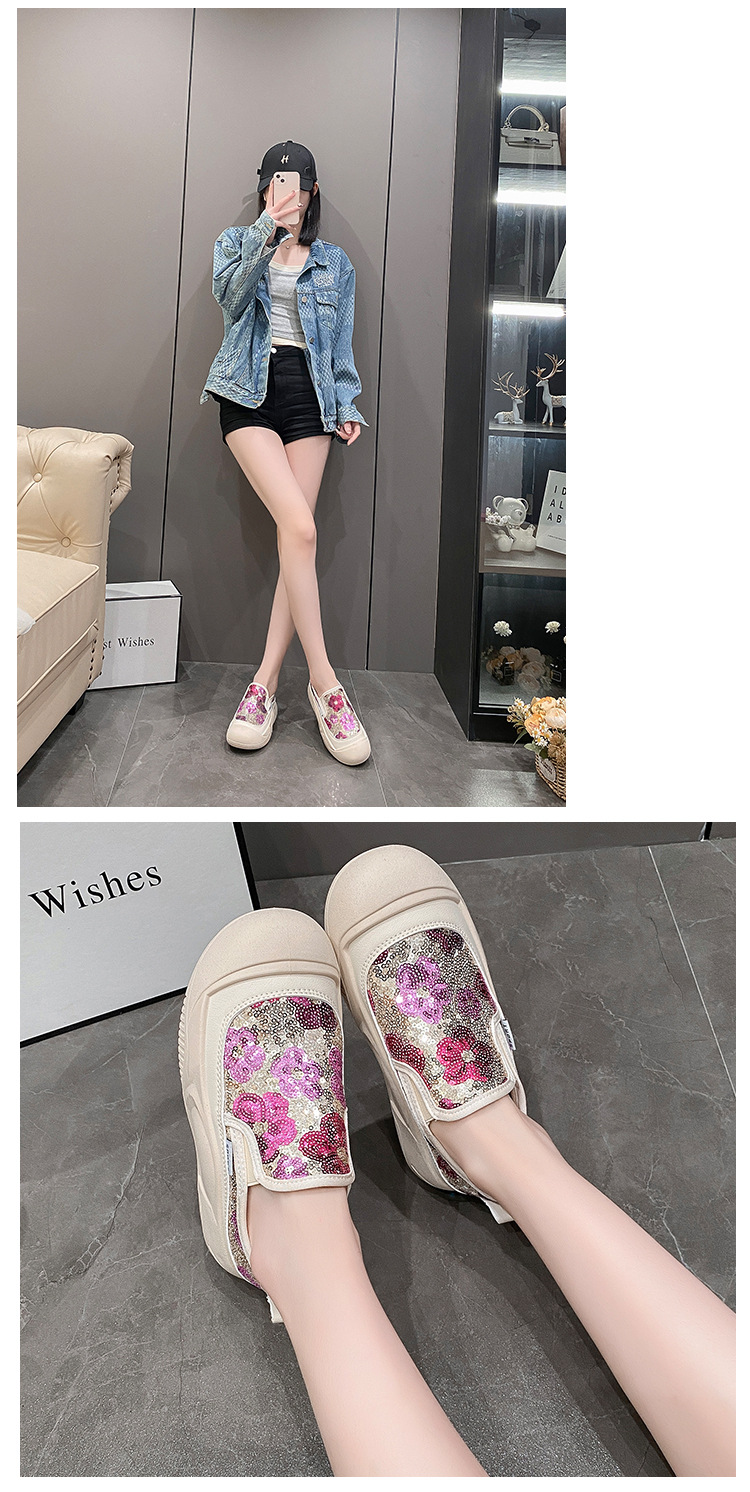 Women's Casual Floral Sequins Round Toe Casual Shoes display picture 13