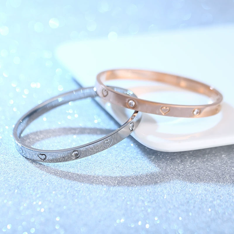 Браслет из нержавеющей стали с покрытием розовым 18K, европейский стиль, индивидуальная модная аксессуара