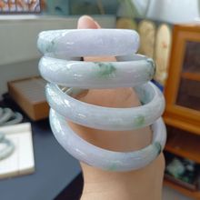 【一物一图】翡翠A货手镯细糯种水紫底飘花正圈圆条手镯圈