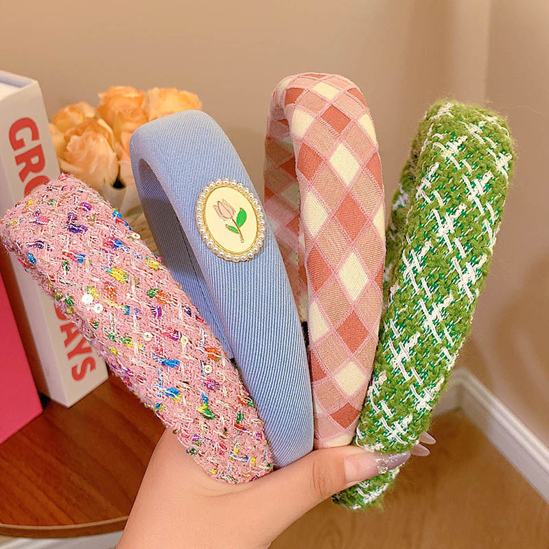 小香風復古發箍女高顱頂寬邊珍珠頭箍飾品高級感秋冬洗臉頭飾髮夾