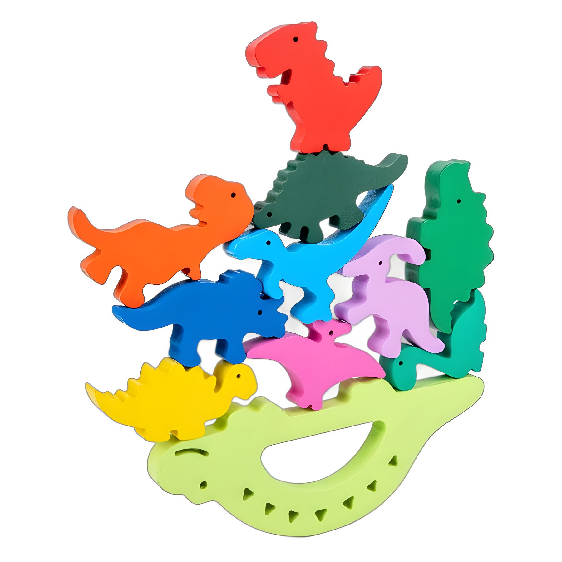 Bloques de construcción de equilibrio para niños dinosaurios apilados de alta inteligencia juegos de mesa de educación infantil padres-hijos interactivos juguetes de madera al por mayor