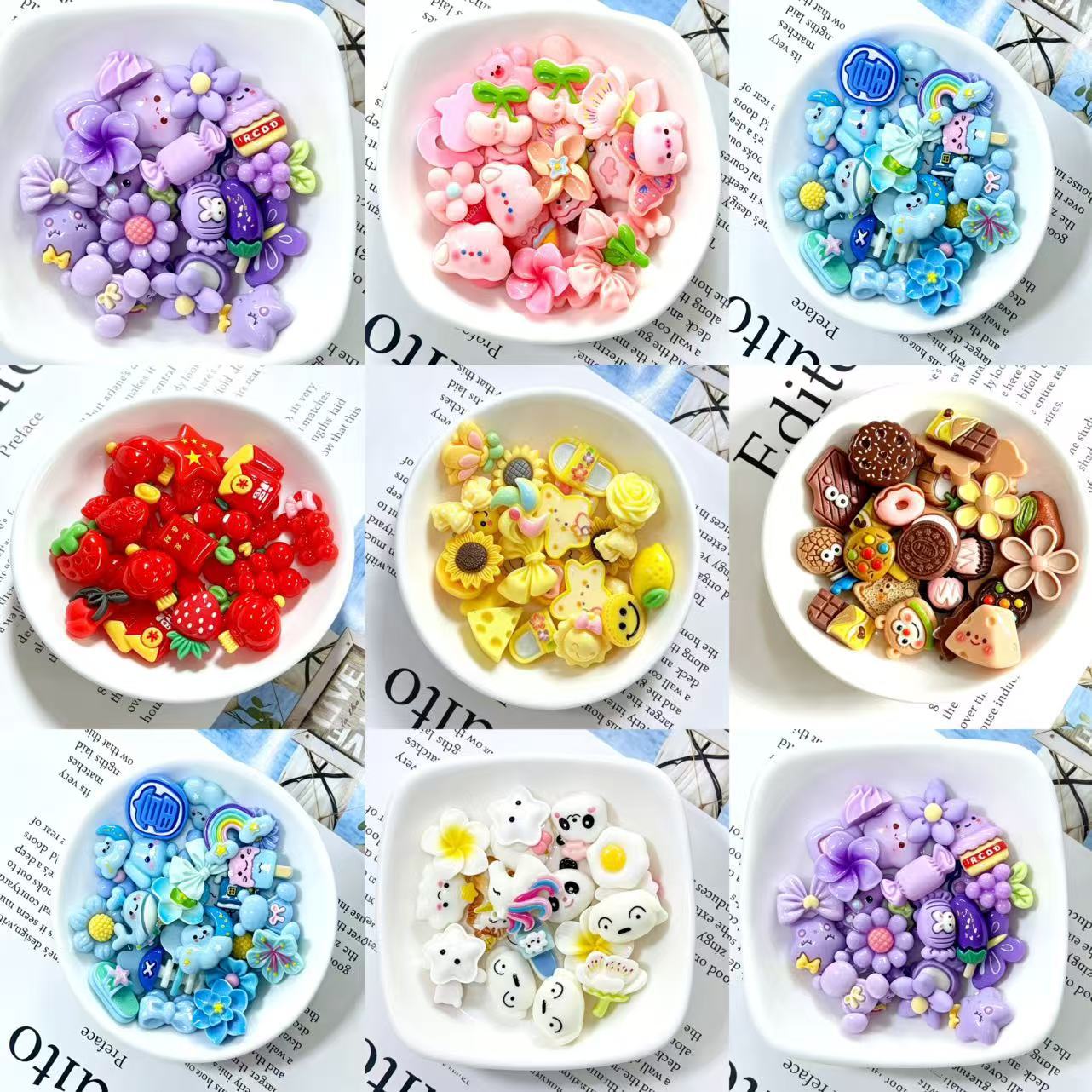 Accesorios de resina simulación de dibujos animados crema pegamento Accesorios de bricolaje japonés hecho a mano DIY pequeña joyería de dibujos animados Lucky Bag