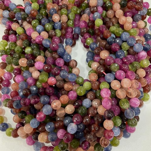 Small Bevel 96-Faced Earth Tourmaline Stone Optimized White Marble Round Bead Semi-Finished DIY Accessory Clothing Accessories Wholesale