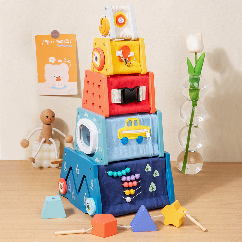 Cross-border Children's Multifunctional Busy Tower Stacked High Stacked Tower for Kindergarten Enlightenment Early Education Educational Toys