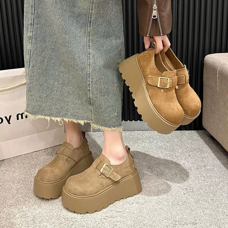 Женские туфли Birkenstock на толстой подошве, увеличивающие рост, весна-осень 2025, новые, с широким носком, необычные лоферы Birkenstock