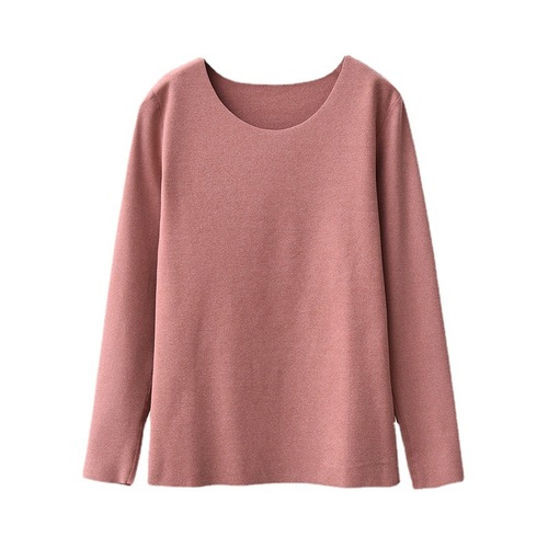Women's Winter Han Style Fitted Round Neck Long Sleeve T-shirt, Thermal Innerwear for Women, Casual Base Shirt