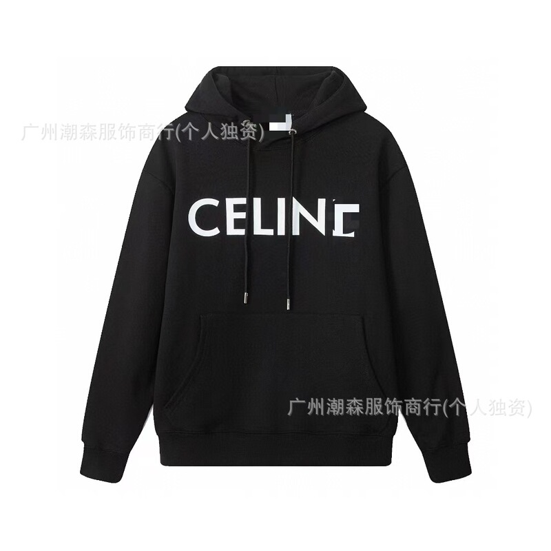 跨境爆款cel秋冬新款经典字母印花连帽卫衣男女同款时尚百搭帽衫|undefined