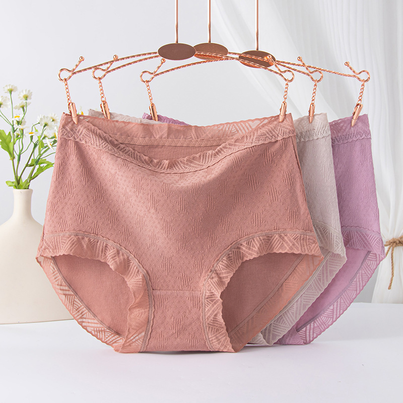 Pure Cotton High Waist Underwear Women's Antibacterial Thin Extra Large Size Lace Middle-aged Mother's Trim Shorts Pure Cotton High Waist Underwear Women's Antibacterial Thin Extra Large Size Lace Middle-aged Mother's Trim Shorts
