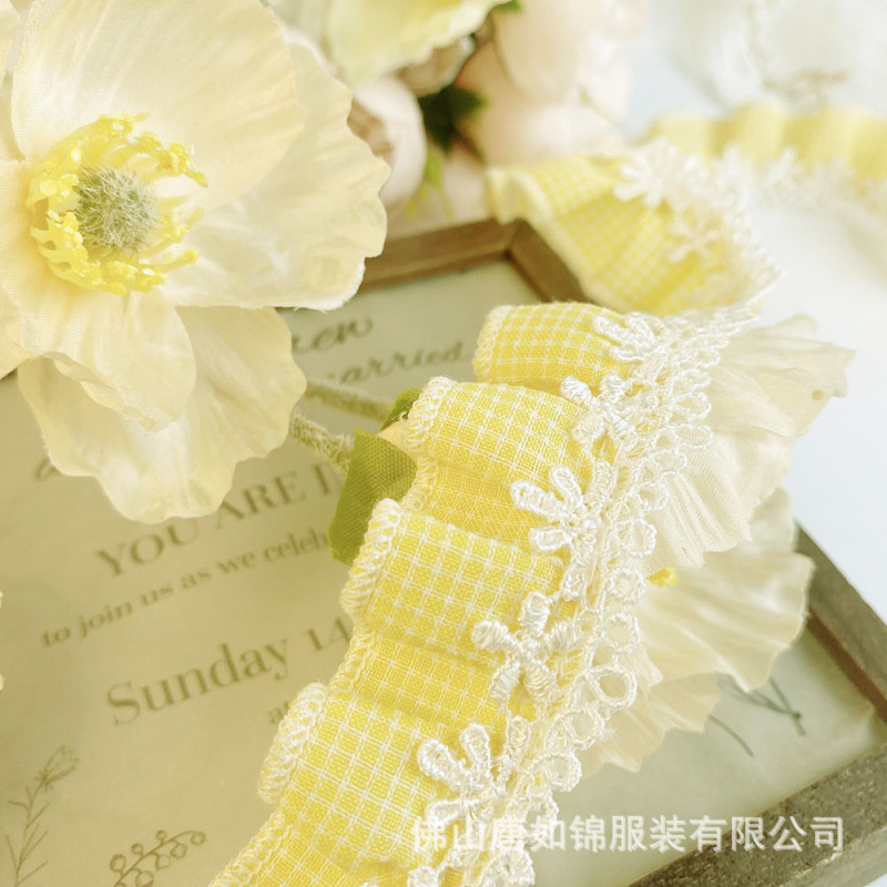 唐如锦花边 格子蕾丝花边辅料娃衣裙子宝宝DIY材料小物设计蕾丝|undefined