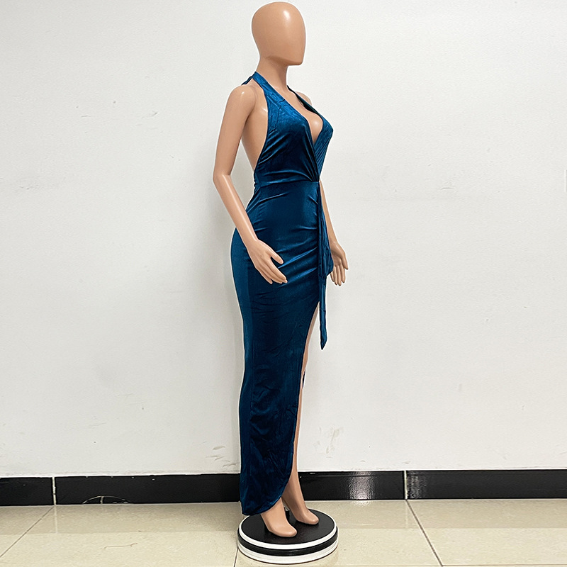 266g Weight Maxi Long Dress Dress Length Type Sleeveless Sleeve Length Sheath Dress Dresses Type Spandex, Polyester Fabric Type High Waist Waist Line Holiday, Banquet, Party Occasion Halter Neck Neckline Slim Fit Type Solid Color Pattern Summer Season Women's Gender Sexy Style Wholesale Women's Sexy Solid Color Holiday Banquet Party Halter Neck Sleeveless Sheath Dress 17