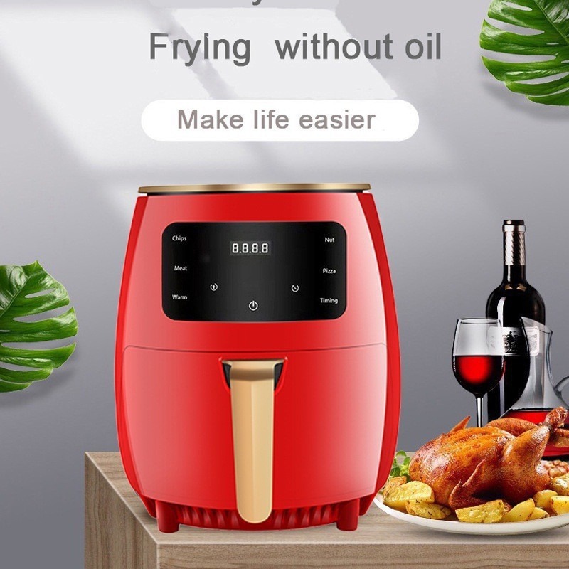 Smart Air Fryer for Home Use, Large Capacity Electric Fryer, Multifunctional French Fries Machine, 6L Airfryer with Multi-Country Plugs