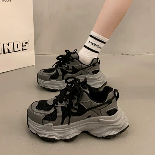 Demi-season mesh breathable sneakers platform for leisure