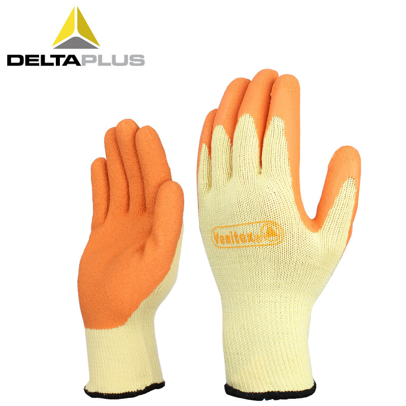 代尔塔201730乳胶涂层抗撕裂手套 纱线挂胶防滑耐磨透气劳保手套