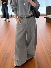 美式侧压松弛拖地裤复古感宽松大口袋牛仔裤圆弧大码子女慵懒辣妹