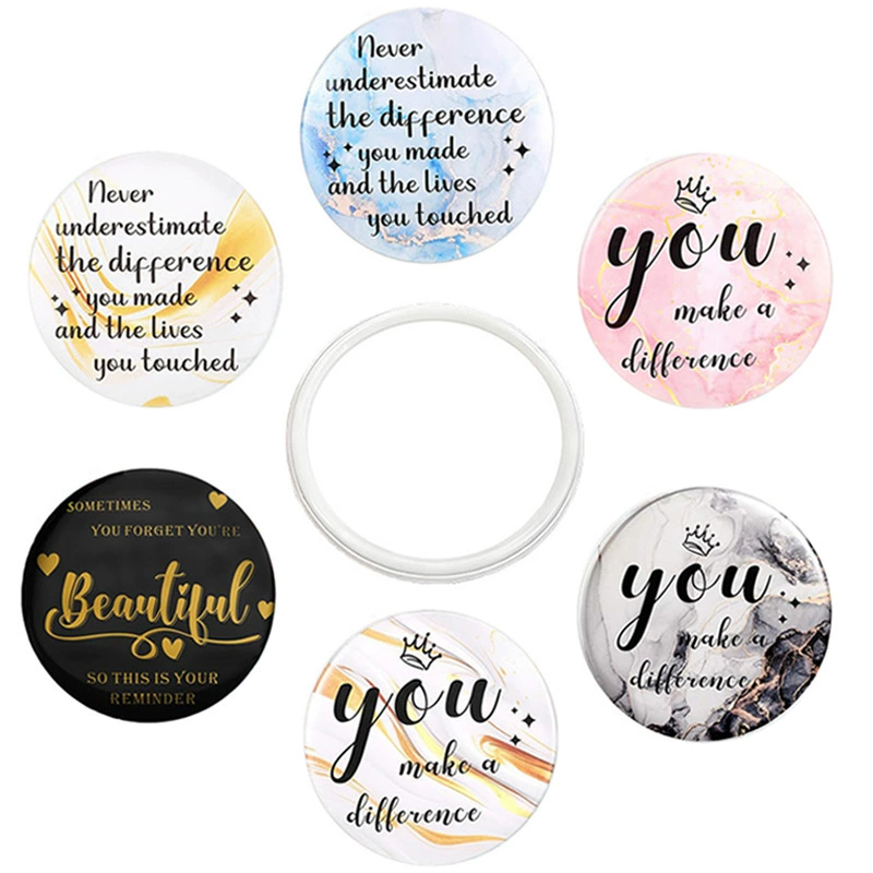 Красивая, вы отличаетесь английскими буквами, маленькие круглые зеркала, подарки, карманные зеркала, портативные металлические зеркала для макияжа