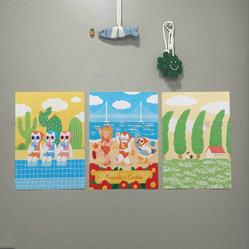 ins-style, heartwarming bear and dog-themed dessert restaurant decoration, hanging or displayed artwork, replacement inner core, unframed, children's room poster ins-style, heartwarming bear and dog-themed dessert restaurant decoration, hanging or displayed artwork, replacement inner core, unframed, children's room poster