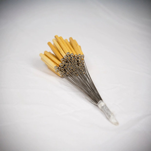 Stainless steel barbecue stick wooden handle barbecue stick wooden handle mutton string stick steel barbecue needle household commercial
