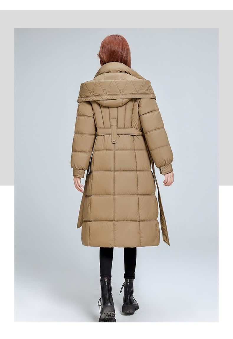 Dames gewatteerde winterjas met capuchon lange puffer jas_voghion.com