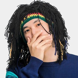 Cross-border Hot Holiday Atmosphere Products Fashion Trend Halloween Savage Coarse Wool Wig Hat Knitted Hat