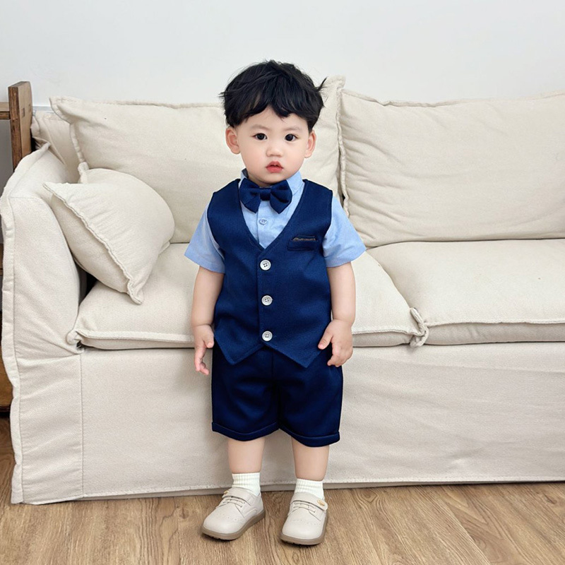 Source Factory Short-sleeved Shorts Vest Three-piece Children's Clothing Baby Summer Gentleman Suit Boys' suit
