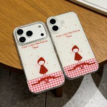 安卓格纹小红帽适用小米13/14/15pro手机壳可爱Note14/红米K30/40