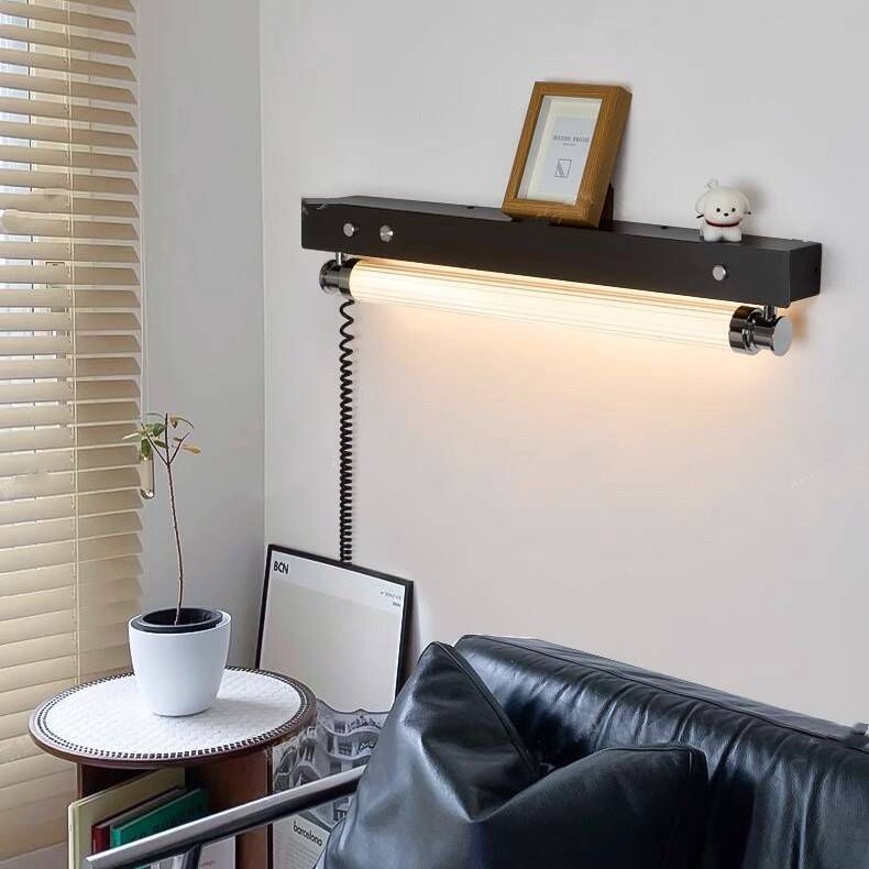 Una palabra larga lámpara de pared dormitorio 2025 nuevo estante minimalista fondo lámpara de pared sin cableado atmósfera sensación de cabecera