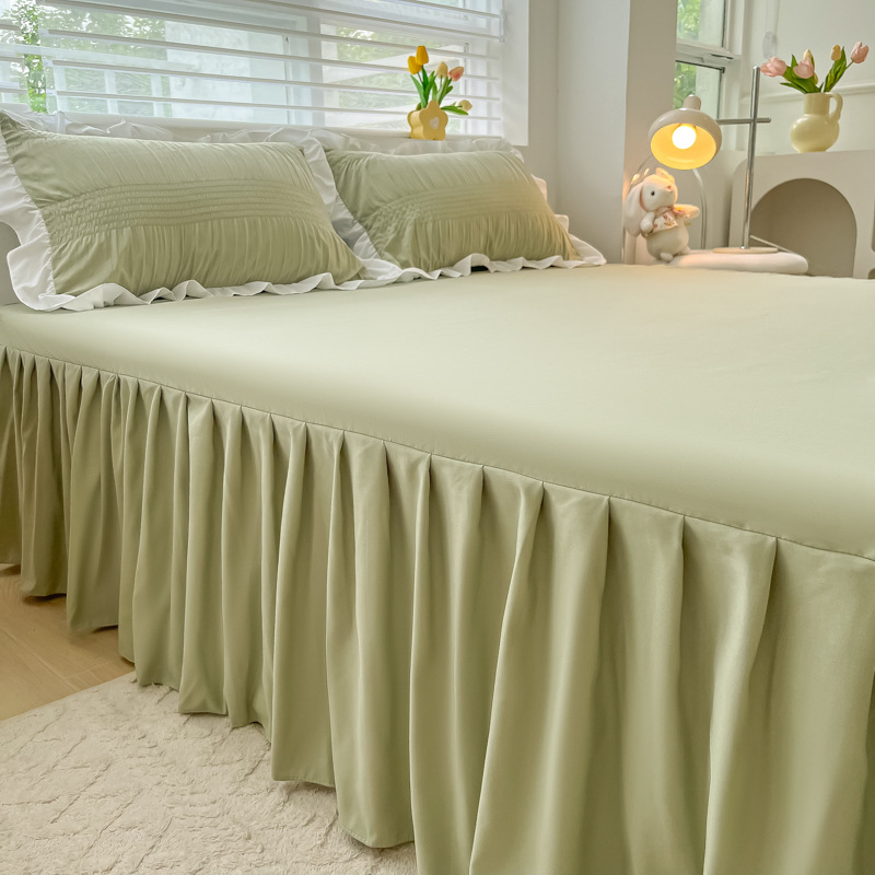 Princess wind bed skirt three-piece lace single bedspread solid color wash cotton sheets four seasons cross-border foreign trade Amazon