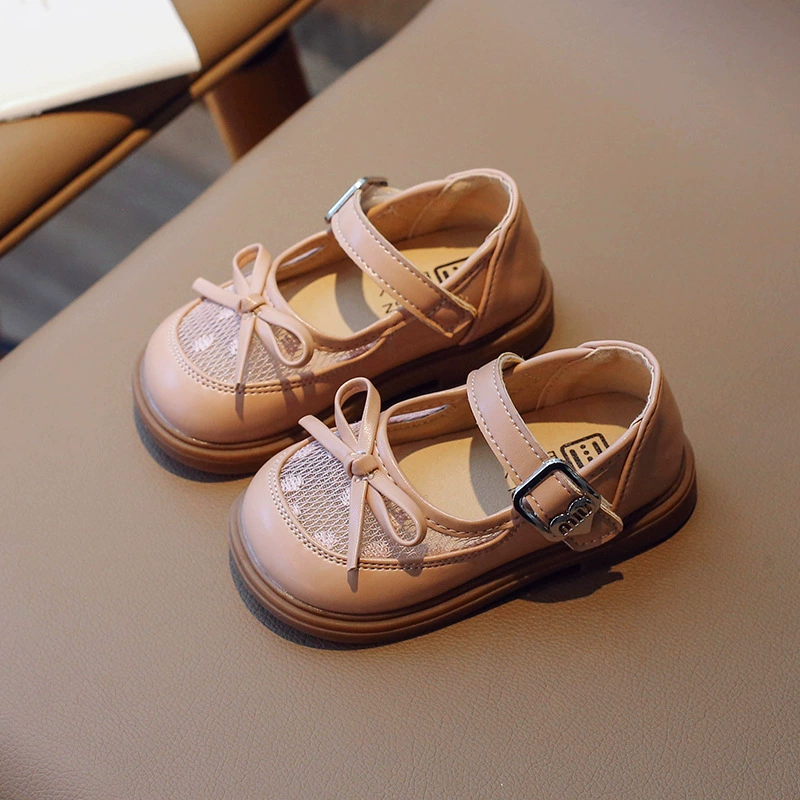 Shoes for leather shoes, children's footwear with bow for princess, Korean style