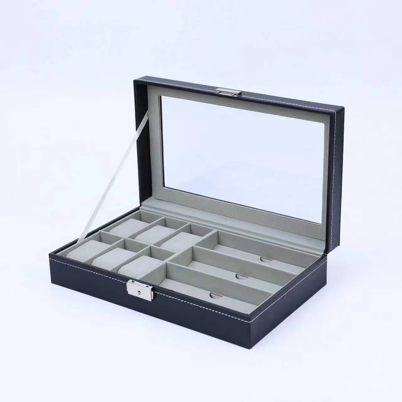 Caja de exhibición universal de cuero PU para relojes, embalaje portátil de alta gama para almacenamiento de múltiples relojes, ideal para dropshipping transfronterizo.