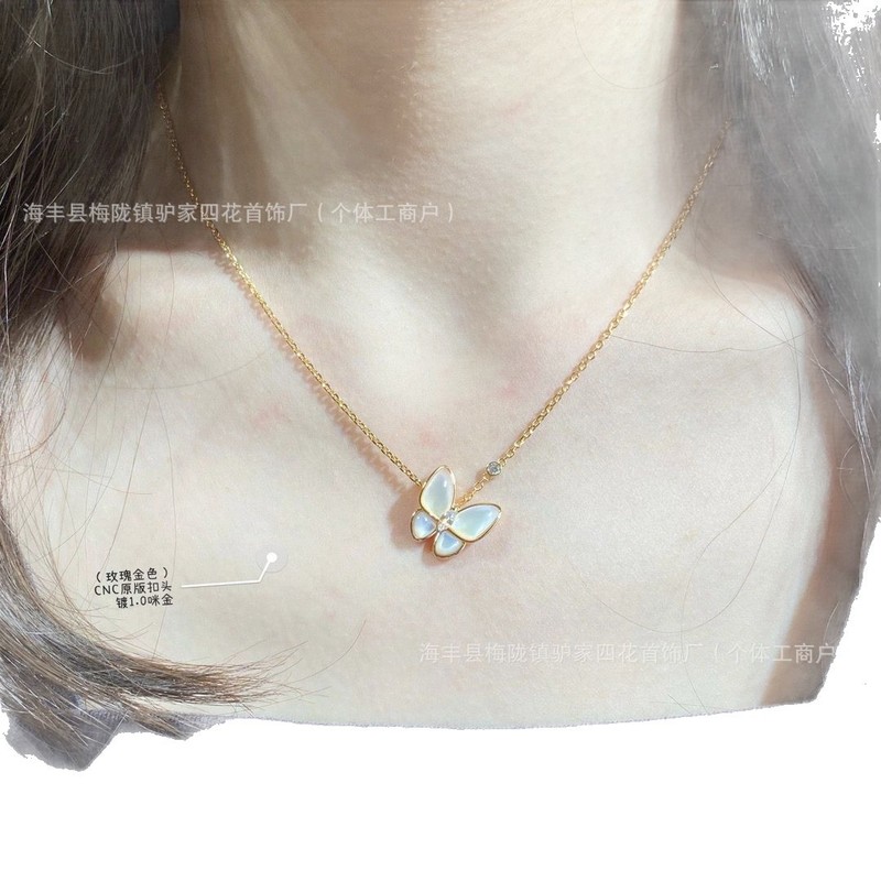 高バージョン 18K ゴールドホワイトマザーオブパールバタフライネックレス女性用新しい S925 スターリングシルバーマーキスダイヤモンドローズゴールドジルコニウムダイヤモンドアクセサリー|undefined