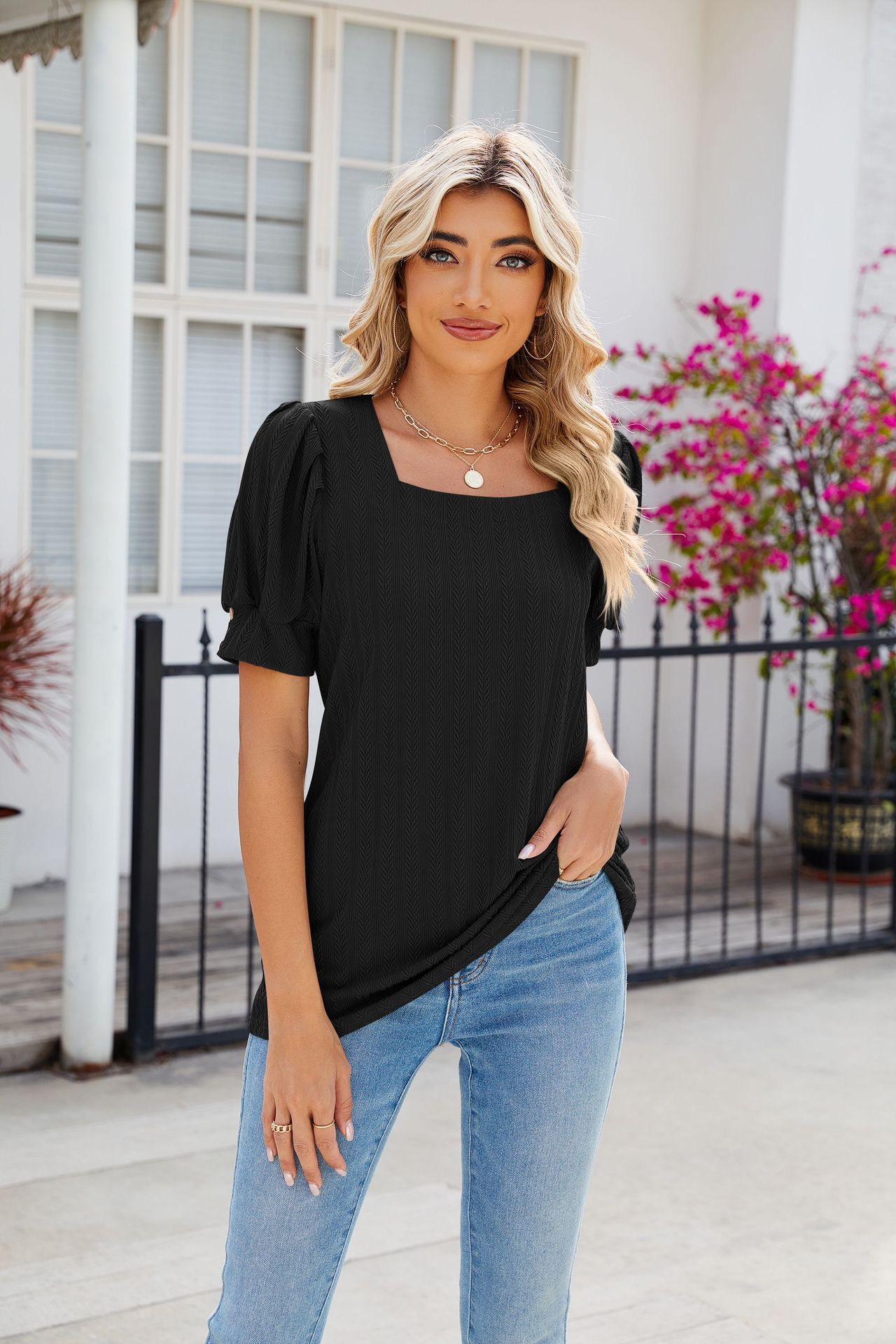 Women's T-shirt Short Sleeve T-Shirts Elegant Solid Color display picture 20