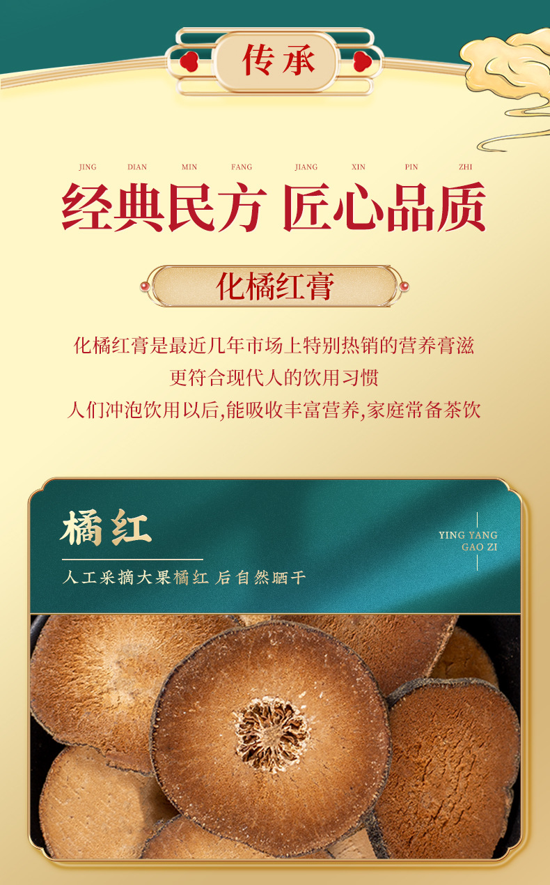 Hua Ju Hong Herbal Paste (Citrus grandis 'Tomentosa') — Traditional TCM Honey Paste with Sha Ren, Shan Zha & Huang Jing, 300g Jar key features