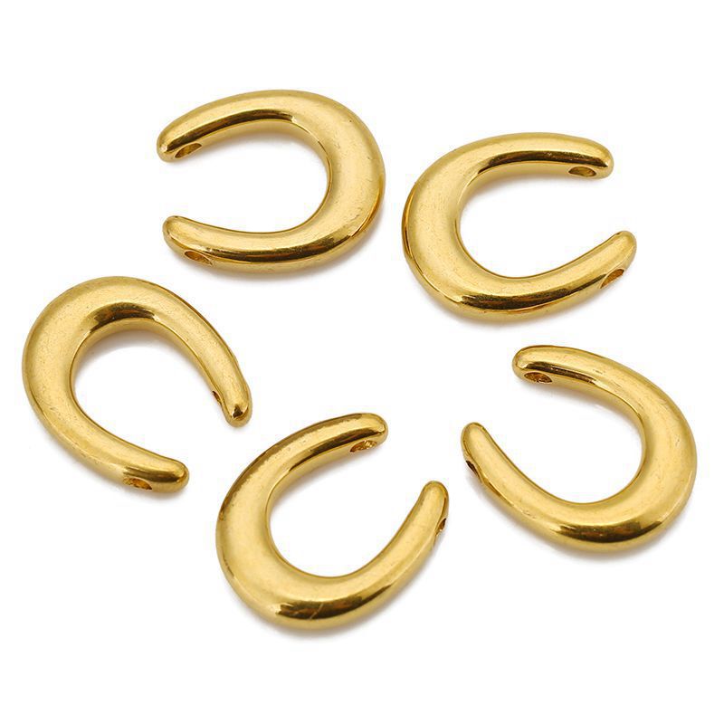 Stainless Steel U-Shaped Horseshoe Pendant Exquisite Titanium Steel Double Hole Pendant DIY Necklace Bracelet Jewelry Accessories Wholesale