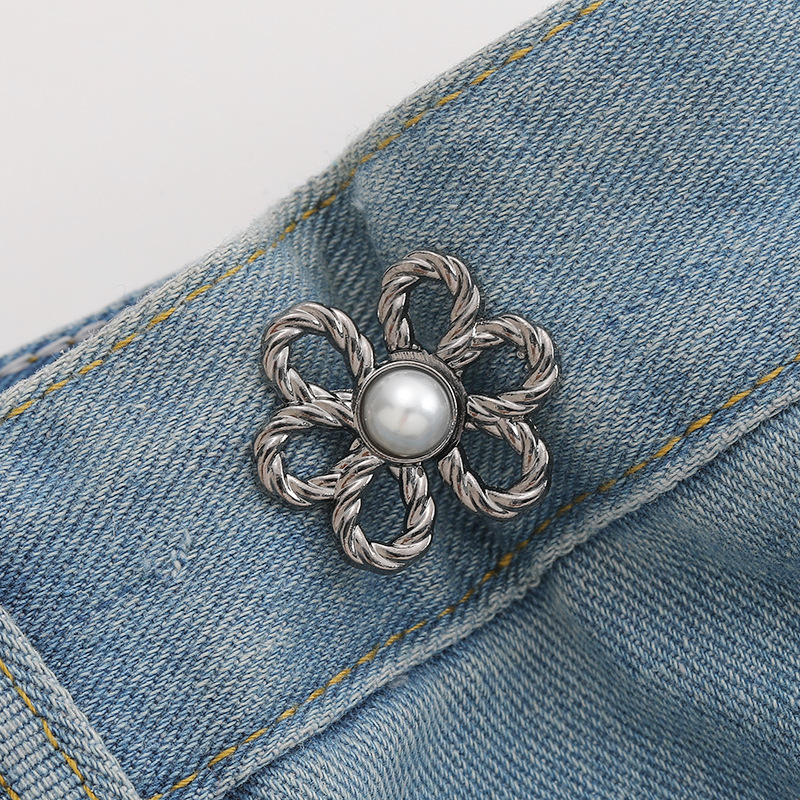 Botón de cintura de seis pétalos desmontable, botón de cintura sin clavos, cintura reducida, cintura de flores
