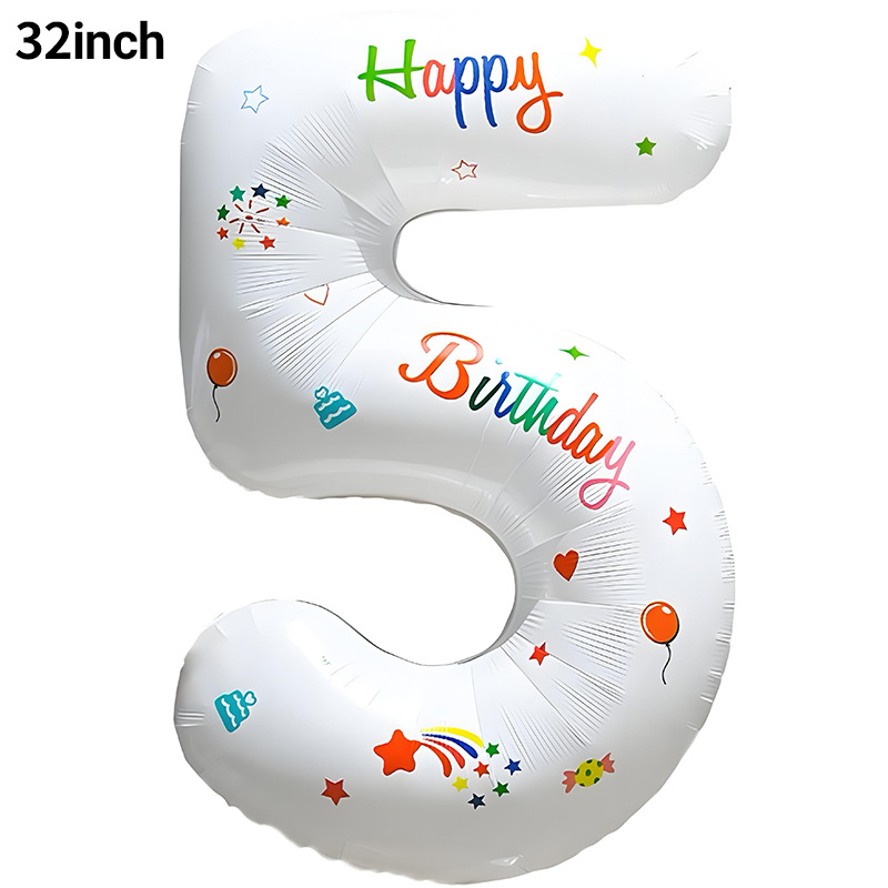 Globo digital blanco de 32 pulgadas para decoración de cumpleaños, de aluminio, para fiestas, fondo para fotos, accesorios de decoración