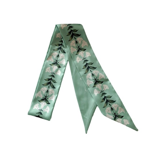 Temperament silk scarf for women, Korean version, versatile, small, narrow, narrow ribbon, hair tied, ponytail, spring and autumn decorative scarf