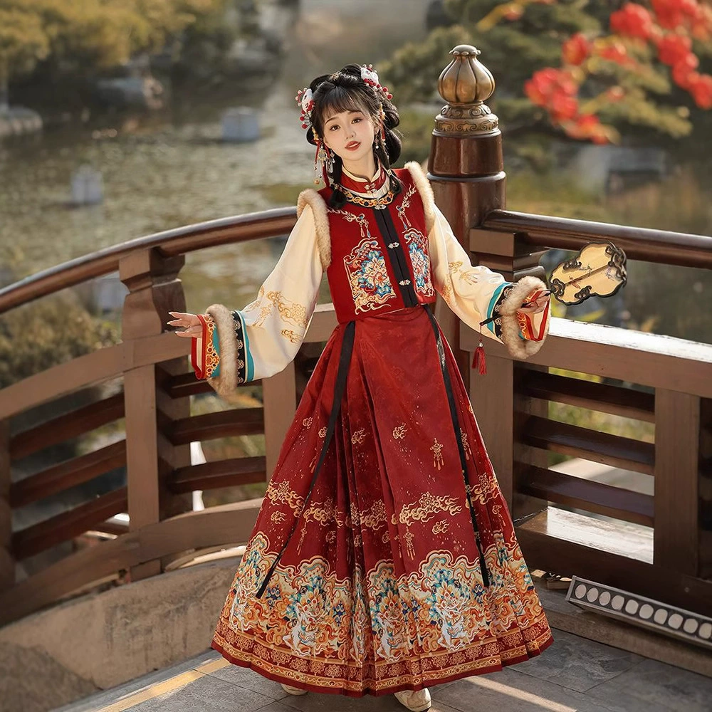 Новый год Ming новый улучшенный китайский костюм красная вышивка