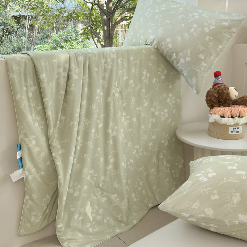 Sensación fresca de verano, seda helada, edredón fresco de verano, edredón de aire acondicionado, edredón delgado doble, dormitorio de estudiantes, edredón de verano, lavable a máquina