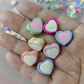 15mm橡皮手感漆横孔滴油爱心 DIY手工串珠手机链挂件服饰饰品配件