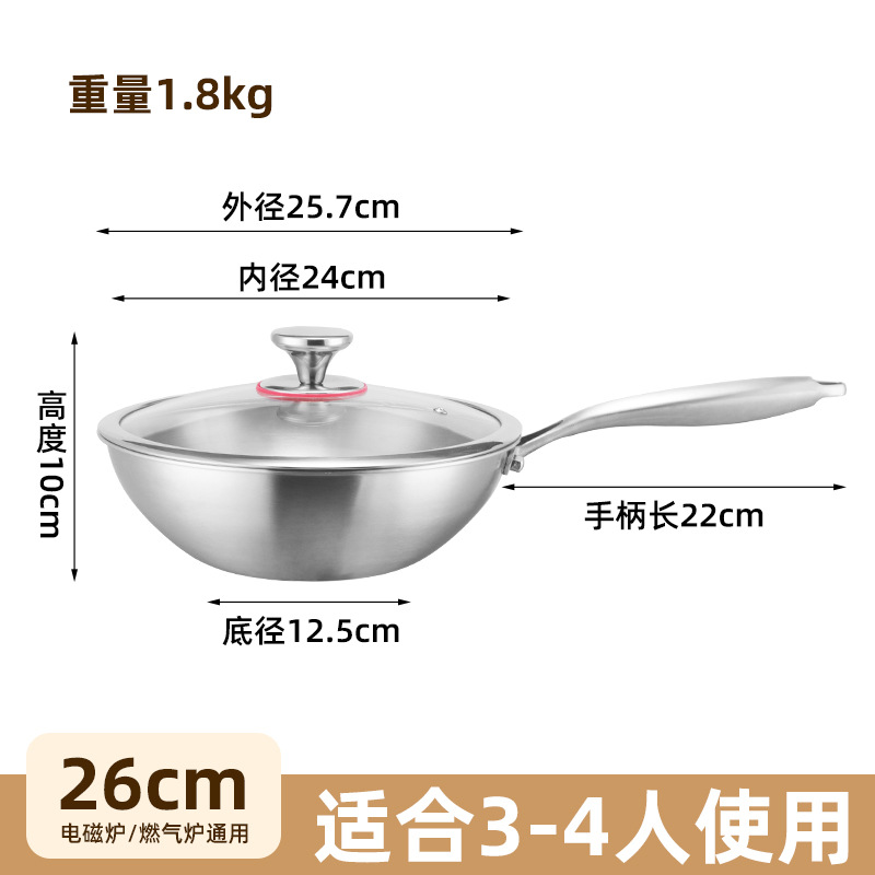 Sin recubrimiento antiadherente olla de salsa 316 de acero inoxidable pequeño horno electromagnético de gas general en una pequeña olla de frita de verduras