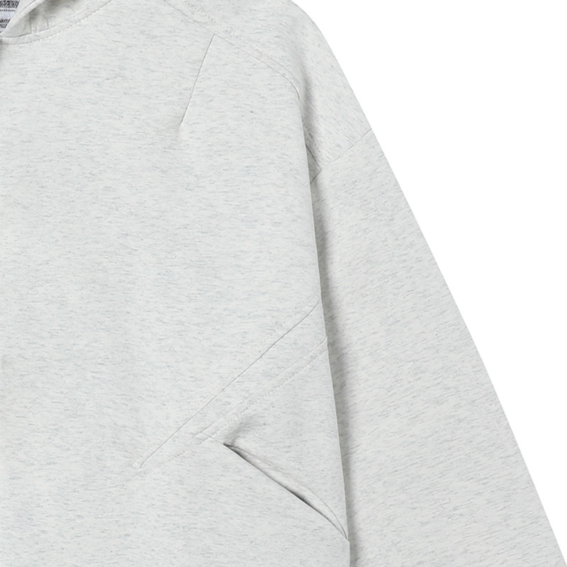 High Street Design Pocket Solid Color Loose Hooded Sweatshirt Lined Cardigan Men's Trendy Double Zipper Jacket Coat_voghion.com