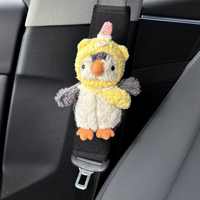 Strangulation Plush Toy with a – Seat belt shoulder pad - yellow-hat-satchel-penguin-linen-shoulder-pad-black